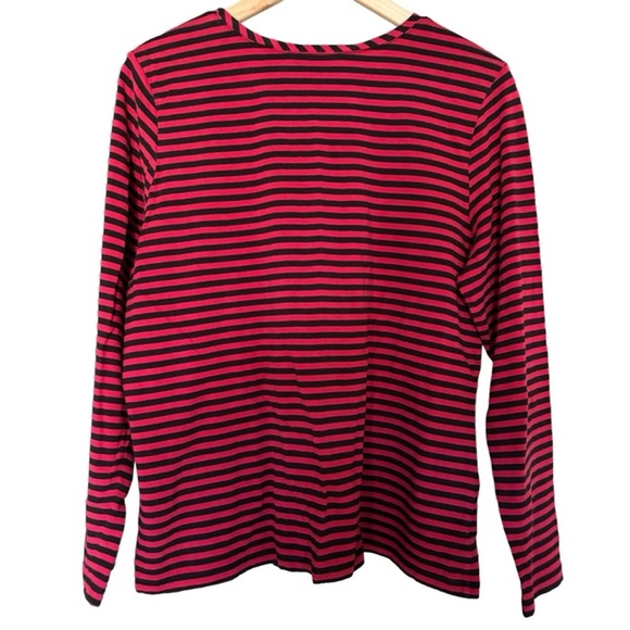 Susan Graver Weekend Cotton Modal Top Women's Size Large Stretch Striped Casual - Picture 5 of 12